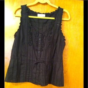 Black ruffle front camisole tie waist